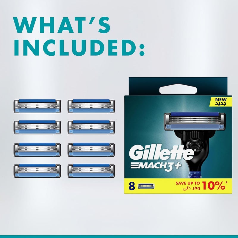 Gillette شفرات حلاقة جيليت ماك 3 بلس إعادة تعبئة 8 قطع - Image 5