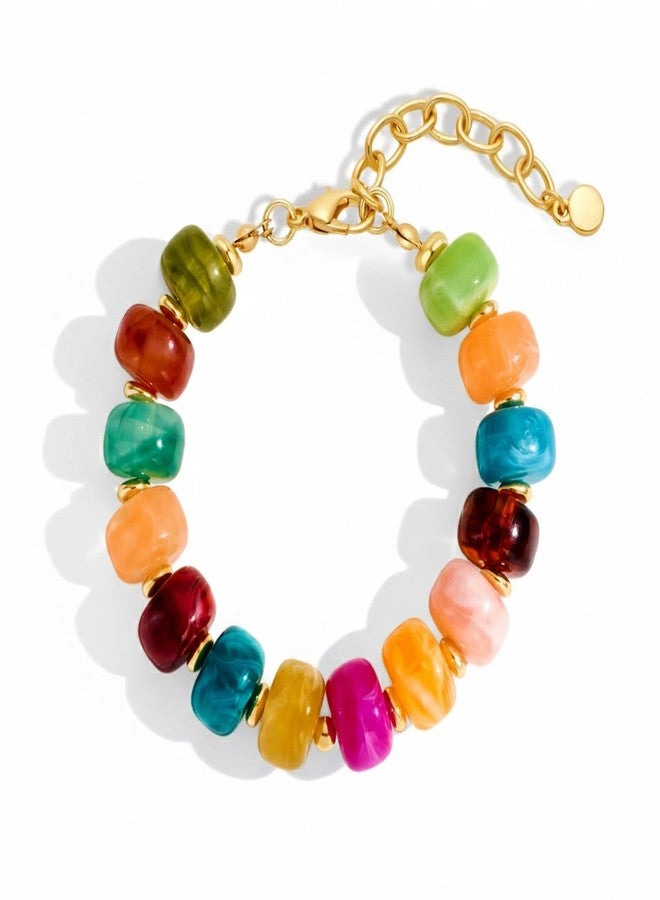 WOWORAMA Colorful Bracelets for Women Multicolor Acrylic Resin Beads Bracelet Boho Statement Chunky Beaded Bracelets Summer Vacation Jewelry - Image 1