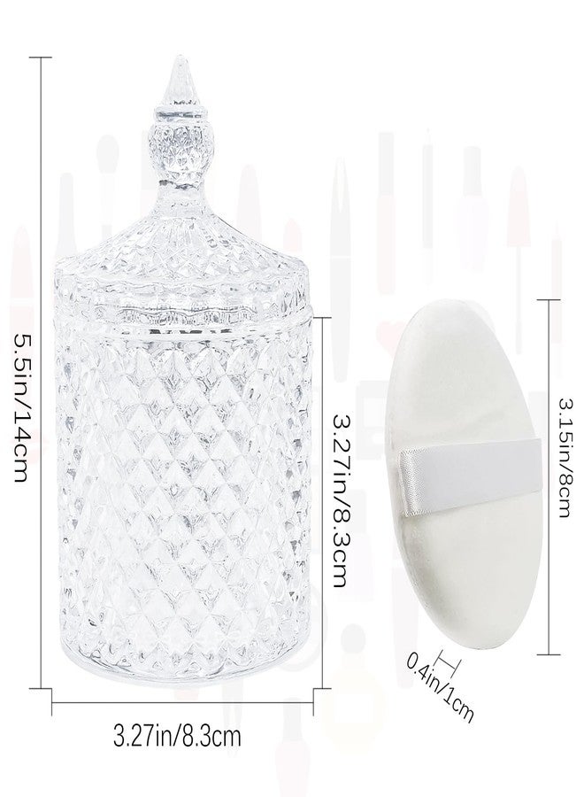 Jolbndcv 3 Pcs Large Body Powder Puff and Container,Glass Reusable Box Crystal Case Jar with Soft Puff - Image 2