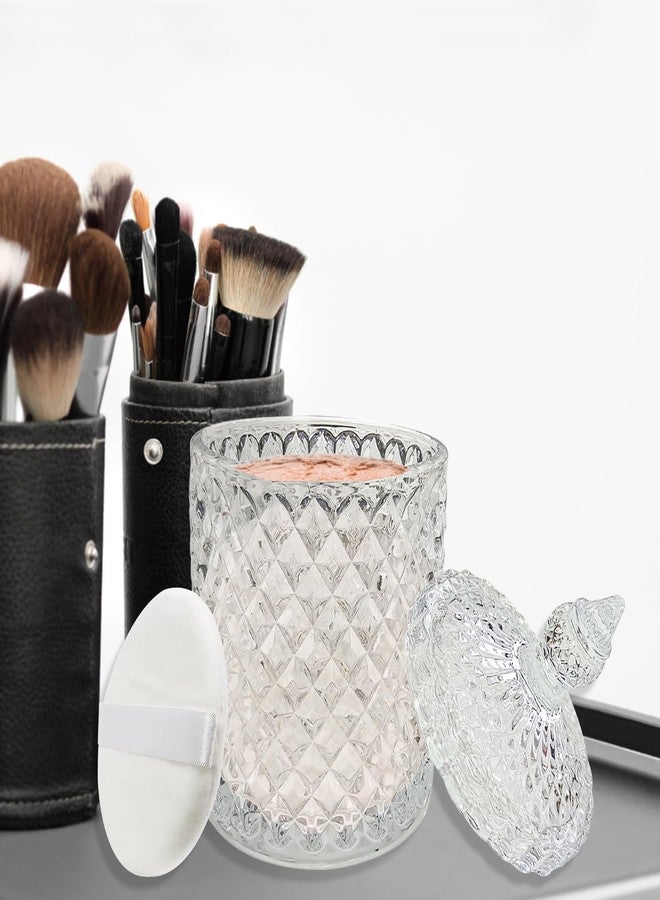 Jolbndcv 3 Pcs Large Body Powder Puff and Container,Glass Reusable Box Crystal Case Jar with Soft Puff - Image 5