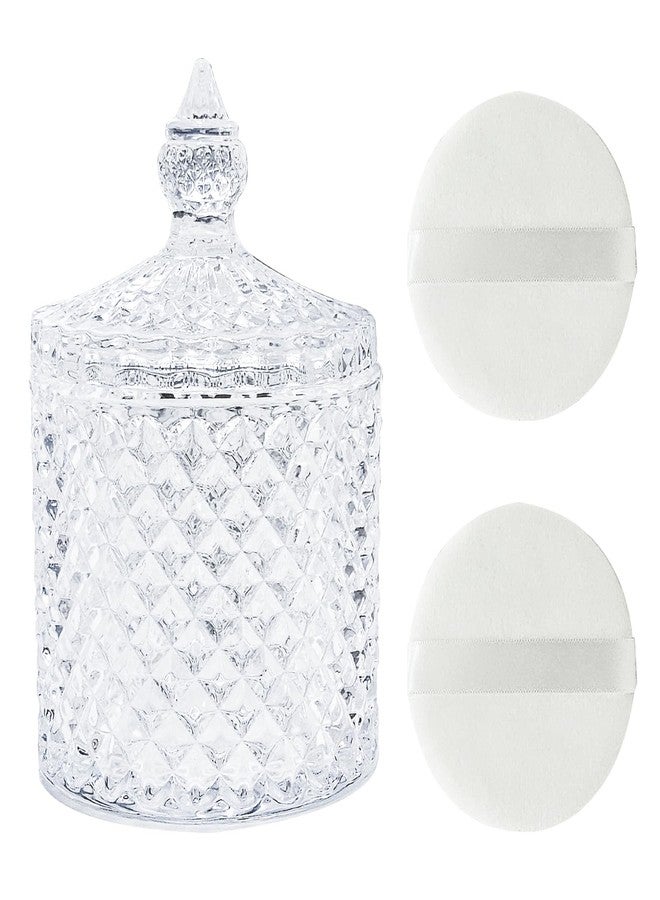 Jolbndcv 3 Pcs Large Body Powder Puff and Container,Glass Reusable Box Crystal Case Jar with Soft Puff - Image 1