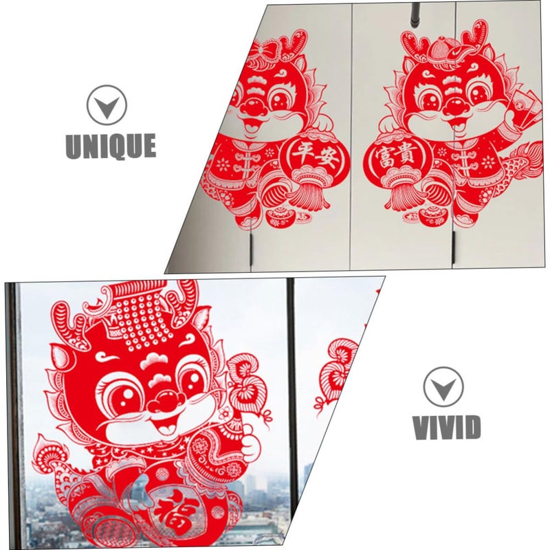 Large Dragon Static Cling Window Stickers 2 Pairs Spring Festival Home Wall Decals - Image 4