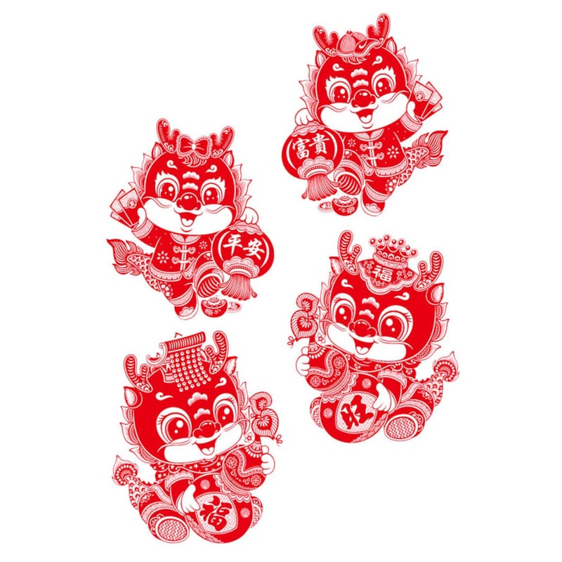 Large Dragon Static Cling Window Stickers 2 Pairs Spring Festival Home Wall Decals - Image 2