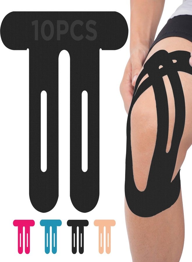 OK TAPE Nylon Kinesiology Tape for Knee, 10 Pcs Stretchable on Four Sides Precut Strips, Athletic Tape for Knee Support & Stability,Breathable and Hypoallergenic, Black - Image 1