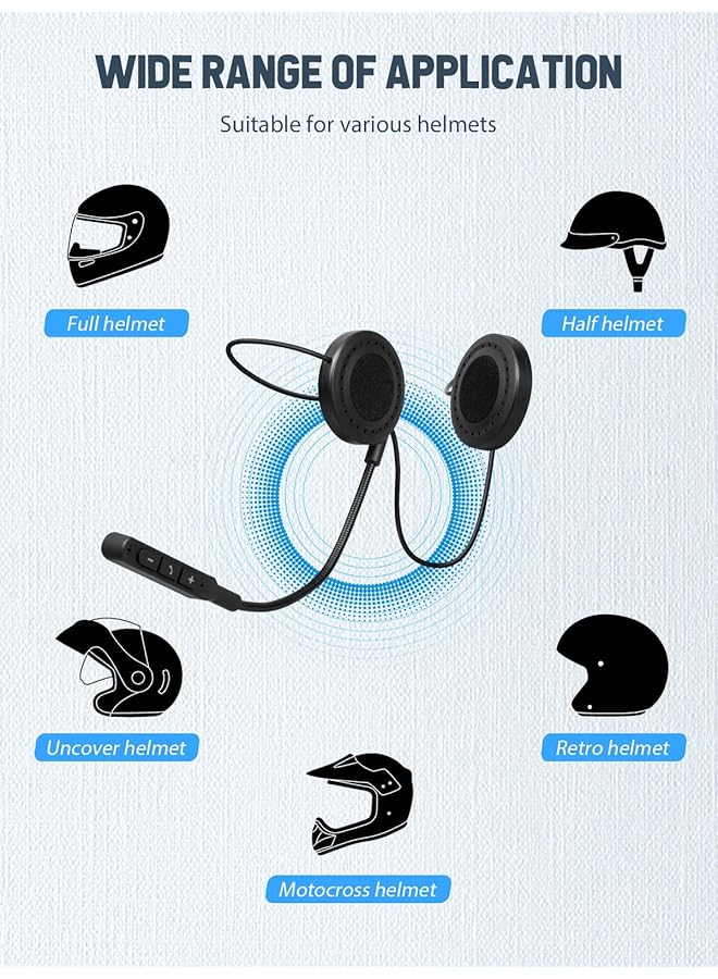SYOSI Motorcycle Helmet Headset, , Motorbike Headset Bluetooth 5.0 With Stereo Sound Quality Waterproof Motorcycle Helmet Speaker For Riding/Skiing Sport Outdoor  - Image 5