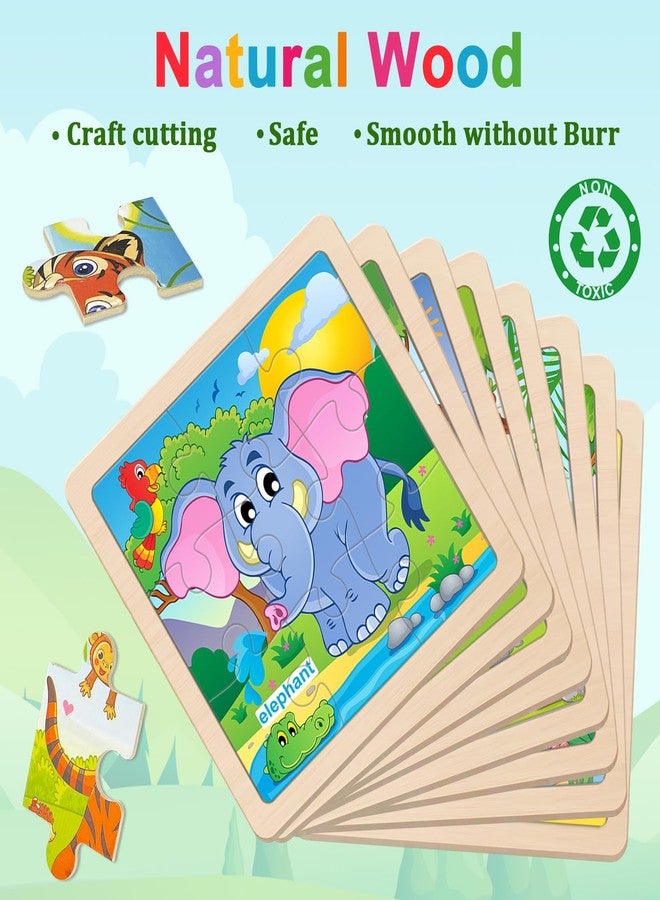 OSBOO Wooden Puzzles for Toddlers 2-4, 9 Pieces Animal Jigsaw Puzzles for Kids Ages 3-5, Preschool Learning Activities, Learning & Educational Toys, Gifts for Boys, Girls - Image 2