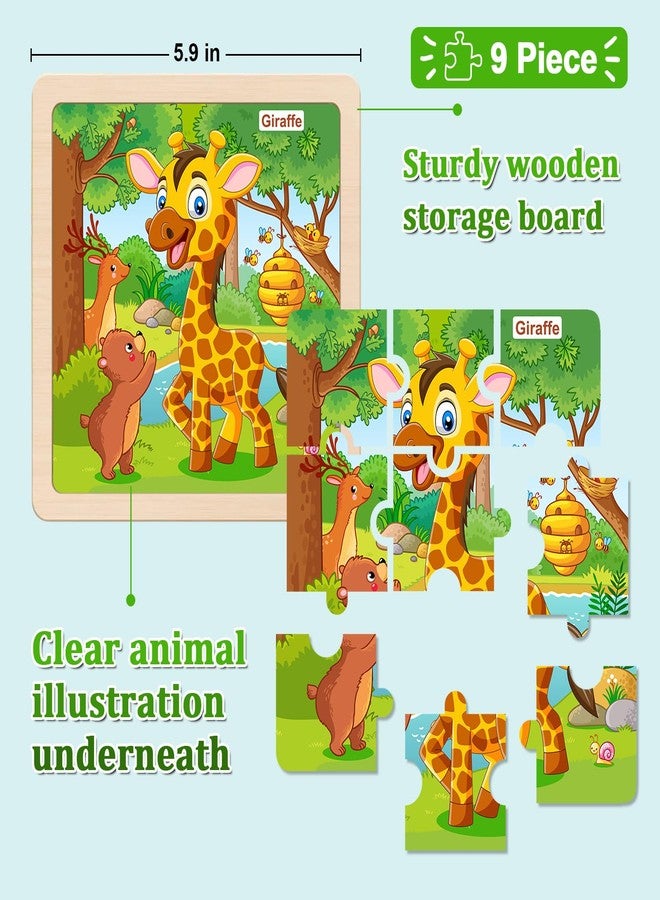 OSBOO Wooden Puzzles for Toddlers 2-4, 9 Pieces Animal Jigsaw Puzzles for Kids Ages 3-5, Preschool Learning Activities, Learning & Educational Toys, Gifts for Boys, Girls - Image 3