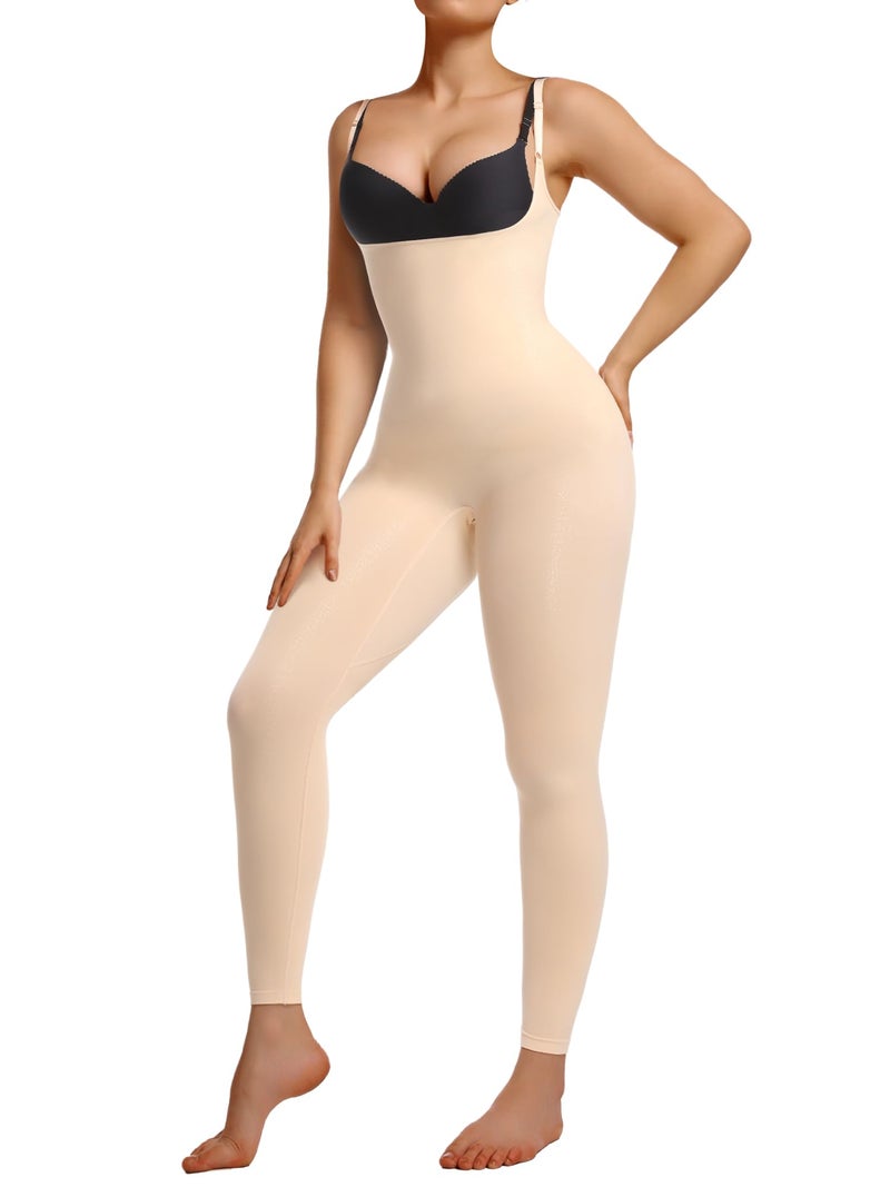 SHAPERX Hourglass Leggings 360 Compression 2 Sizes Look Full Body Shaper Breathable No Roll Down,SZ5802-Beige-2XL/3XL - Image 1