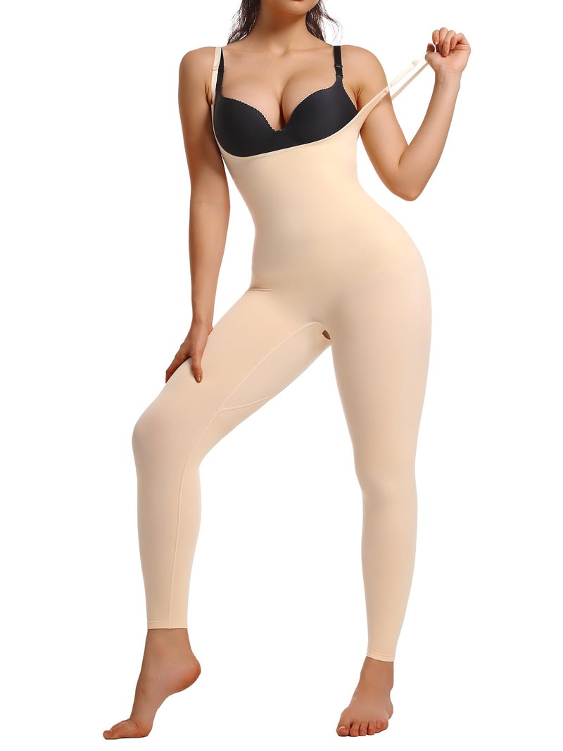 SHAPERX Hourglass Leggings 360 Compression 2 Sizes Look Full Body Shaper Breathable No Roll Down,SZ5802-Beige-2XL/3XL - Image 5