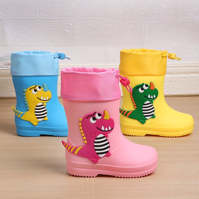 Children'S Rain Boots Boys' Non-Slip Fleece-Lined Closed Rain Boots Baby Kids Boys Dinosaur Toddler Kids Girls Water Shoes - Image 4