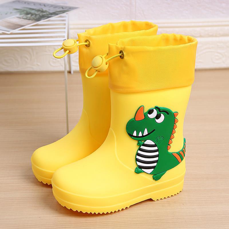 Children'S Rain Boots Boys' Non-Slip Fleece-Lined Closed Rain Boots Baby Kids Boys Dinosaur Toddler Kids Girls Water Shoes - Image 2
