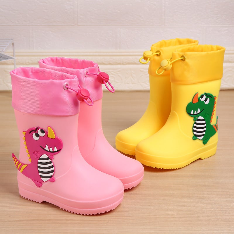 Children'S Rain Boots Boys' Non-Slip Fleece-Lined Closed Rain Boots Baby Kids Boys Dinosaur Toddler Kids Girls Water Shoes - Image 5