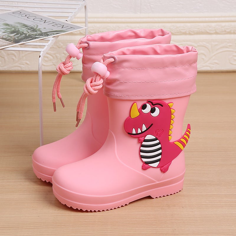 Children'S Rain Boots Boys' Non-Slip Fleece-Lined Closed Rain Boots Baby Kids Boys Dinosaur Toddler Kids Girls Water Shoes - Image 3