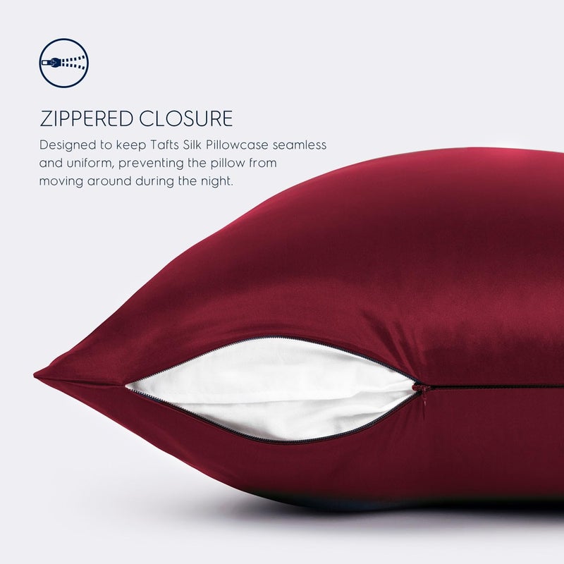 TAFTS 22mm 100% Pure Mulberry 6A Silk Pillowcase for Hair & Skin with Zipper closure  cooling  Natural  Organic  Double Sided Silk Pillow case (Burgundy  King 20x36  22 Momme 1pc) - Image 5