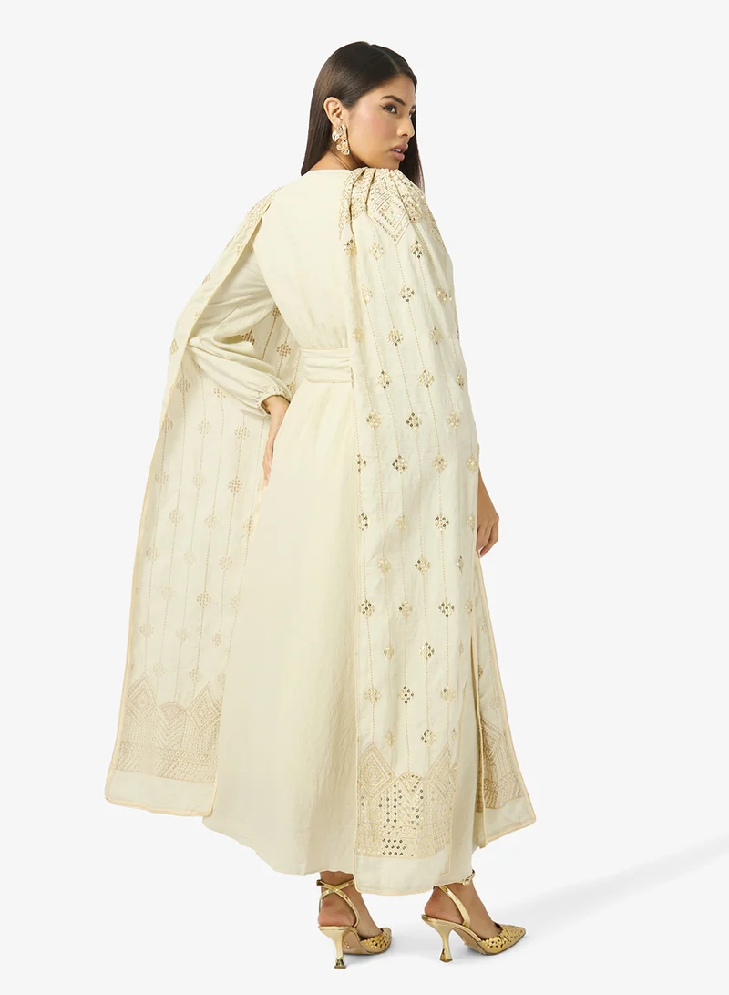 خزانة Embellished Dress With Exaggerated Sleeves