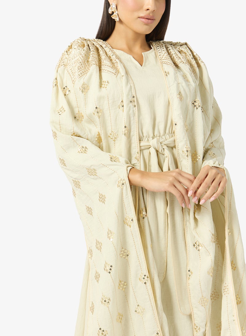 Khizana Embellished Dress With Exaggerated Sleeves - Image 3