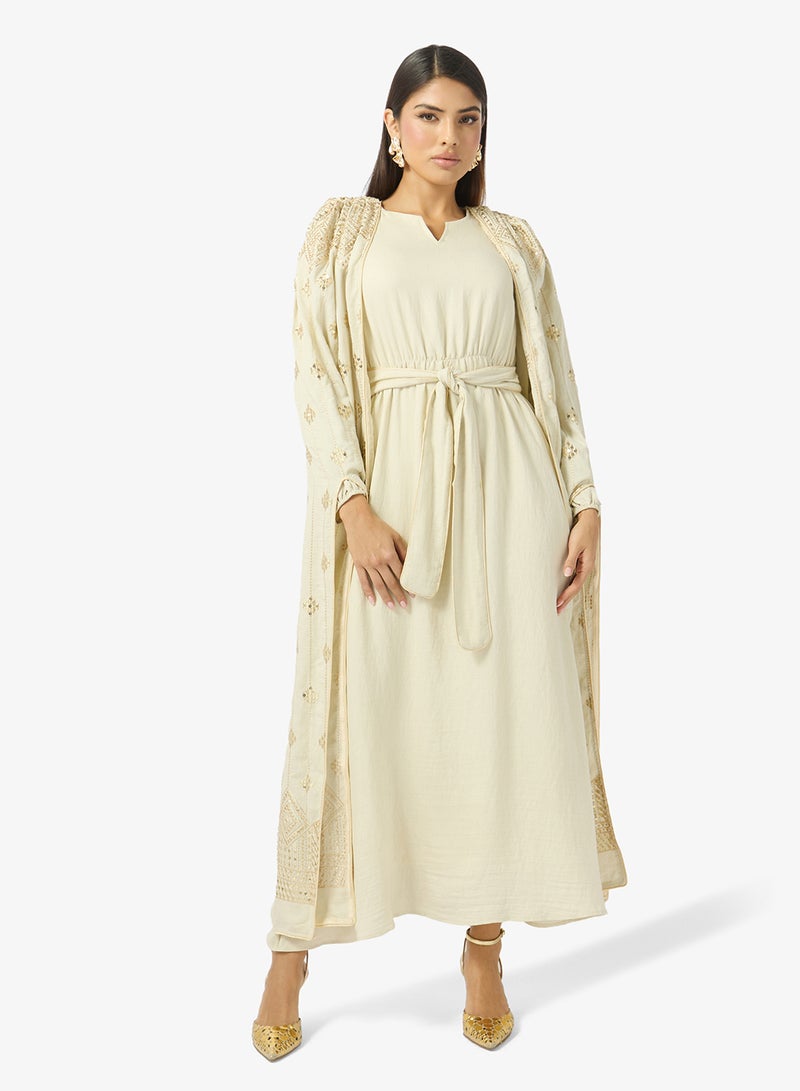 Khizana Embellished Dress With Exaggerated Sleeves - Image 1