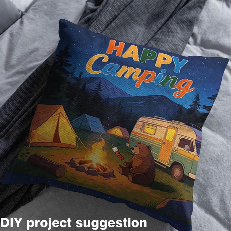 Bear Camper Upholstery Fabric for Chairs Wild Hunt Animals DIY Fabric by The Yard for Craft Lovers 36"x63", Camp Travel Car Forest Animal Wildlife Hunting Theme Quilting Fabric, Room Decor Aesthetic - Image 3