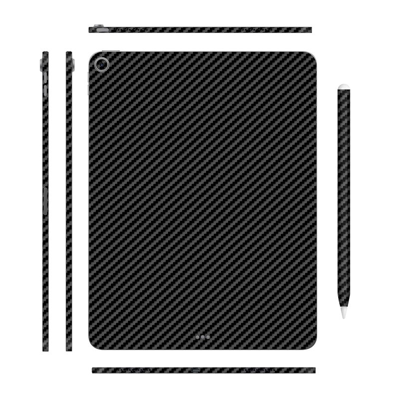 أغطية تابلت متوافقة مع آيباد إير 13 M2 2024، ملصق فينيل مضاد للخدوش، فيلم واقي، ليس غلاف/غطاء (ألياف كربونية سوداء، غلاف كامل + غلاف قلم آيباد 2)