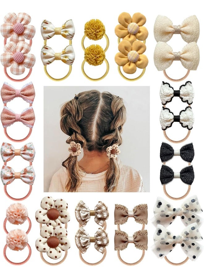 Cherssy Boutique Baby Girl Hair Ties with Flowers, 28 Pcs Hair Bow Ties for Toddler Girls, Elastics Ponytail Holders Pigtails Rubber Bands by Cherssy - Image 1