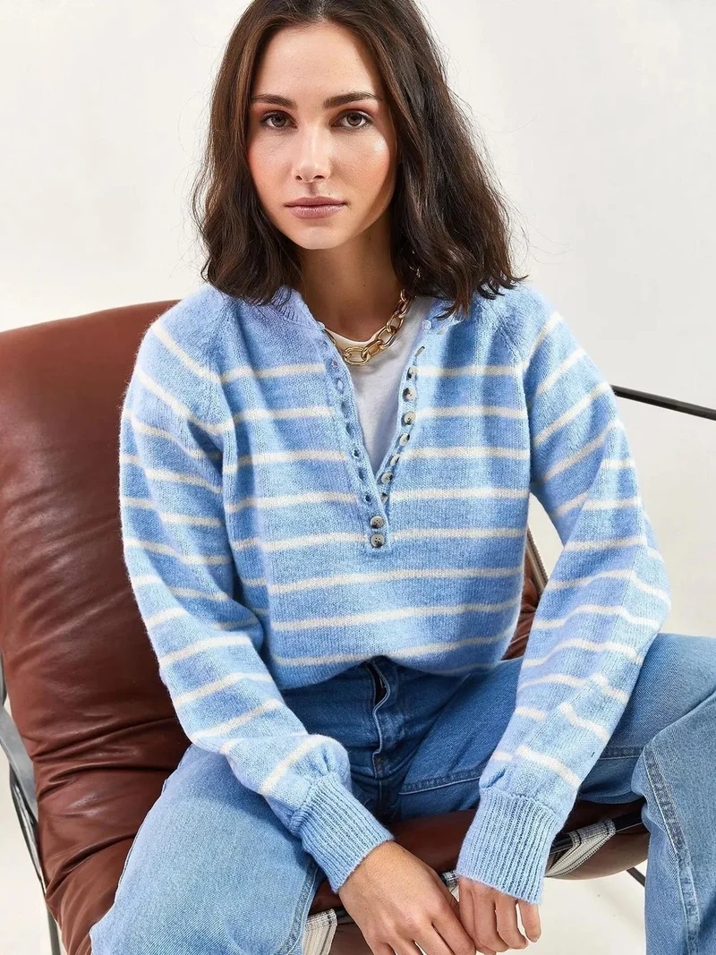 Bianco Lucci LUCCI Striped Knitwear Sweater