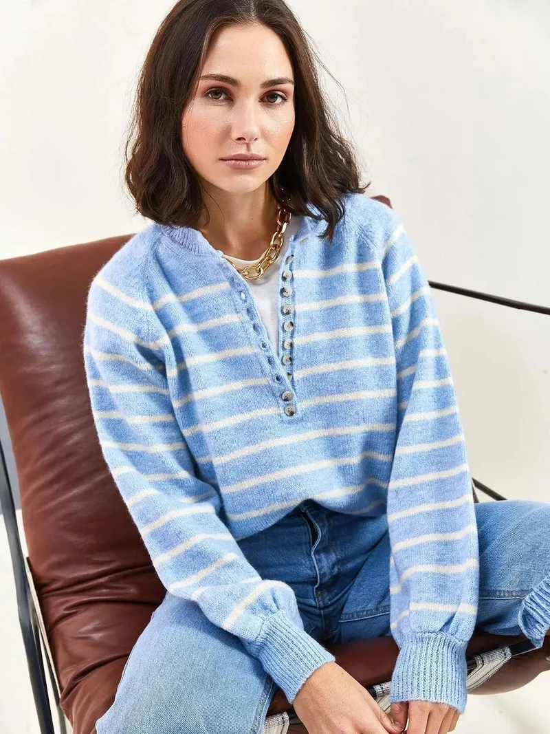 Bianco Lucci LUCCI Striped Knitwear Sweater