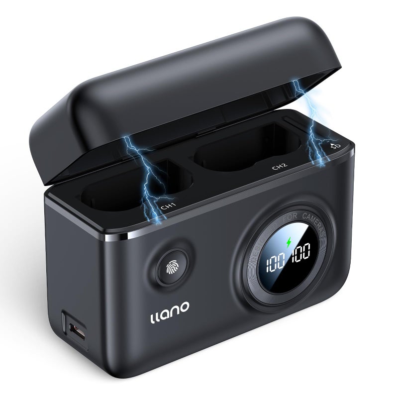 llano CS2 EN-EL15c EN-EL15b Camera Battery Charger for Nikon Z8 Z9 Z7 II Z6 II Z5 Zf Z7 Z6 D850 D810 D750 DSLR & Mirrorless Cameras,18W Fast Dual USB-C Charging, Smart Display, Magnetic Snap Cover - Image 1