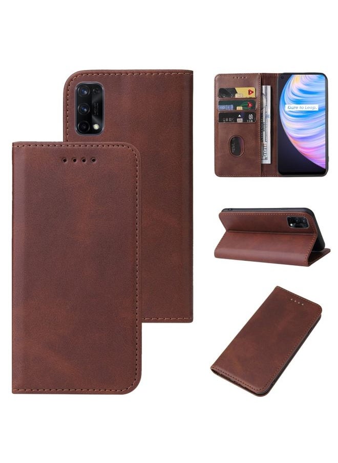 HuHa Case Cover For Realme Q2 Pro Magnetic Closure Leather Phone Case Brown 
