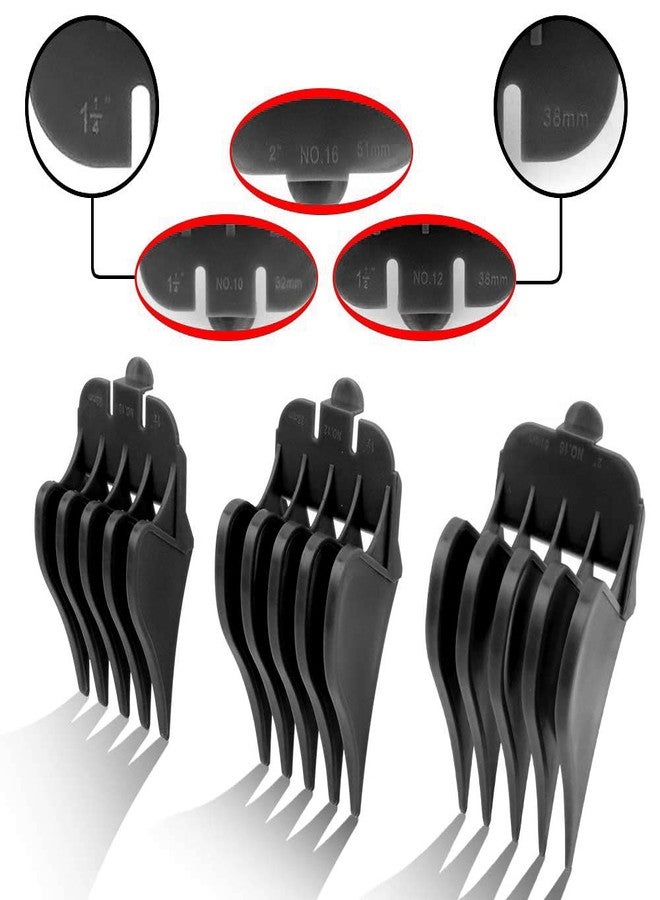 CR8GR8 Professional Hair Clipper Combs Guides, Hair Clipper Guards 1 & 1/4" 1 & 1/2" 2", Mega NO.16 NO.12 NO.10 fits for Most Wahl Clippers(Black) - Image 2