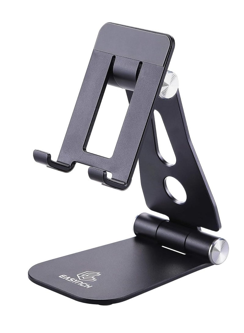 Cell Phone Holder for Desk Compatible with iPhone 12 iPad Samsung Note 20 Tablet 7-10 Inch Adjustable Tablet (Black), Aluminum - Image 1