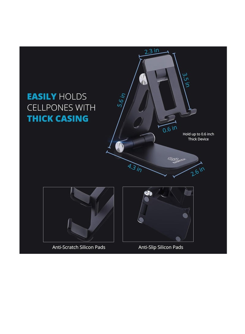 Cell Phone Holder for Desk Compatible with iPhone 12 iPad Samsung Note 20 Tablet 7-10 Inch Adjustable Tablet (Black), Aluminum - Image 5
