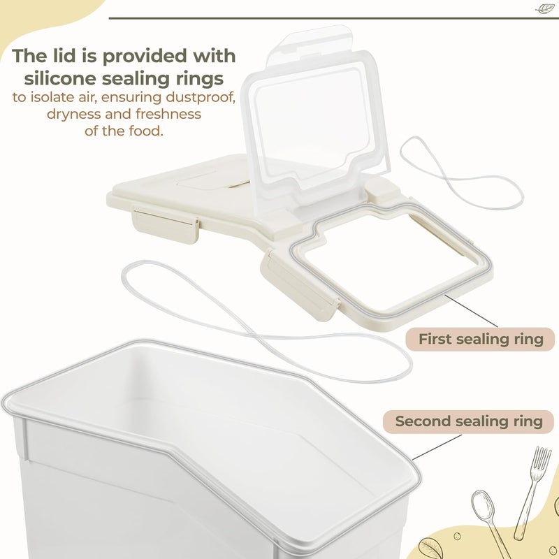 ABOUT SPACE ABOUT SPACE Rice Storage Container 25kg 15kg Airtight Rice Container with Measuring Cup Rice ShovelRice Barrel DispenserMoisture Proof Kitchen Organiser for CerealsPulsesPet Food Plastic  - Image 3