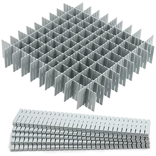 acDesign 40Pcs Grid Drawer Dividers, Adjustable Drawer Organizer for Socks, Underwear, Lingerie, Makeup, Bedroom Office Kitchen Storage (Grey) - Image 1