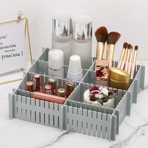 acDesign 40Pcs Grid Drawer Dividers, Adjustable Drawer Organizer for Socks, Underwear, Lingerie, Makeup, Bedroom Office Kitchen Storage (Grey) - Image 4
