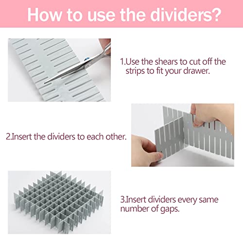 acDesign 40Pcs Grid Drawer Dividers, Adjustable Drawer Organizer for Socks, Underwear, Lingerie, Makeup, Bedroom Office Kitchen Storage (Grey) - Image 3