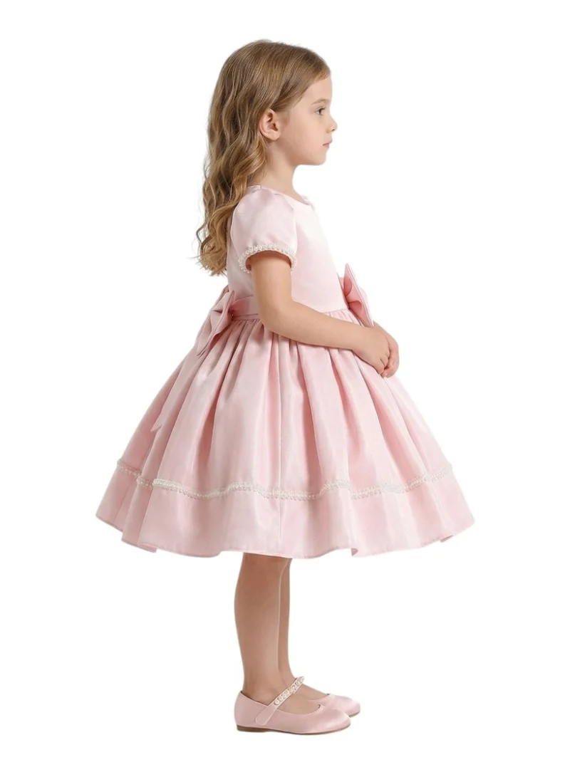 Bidani Satin Flower Girl Dress with Bow