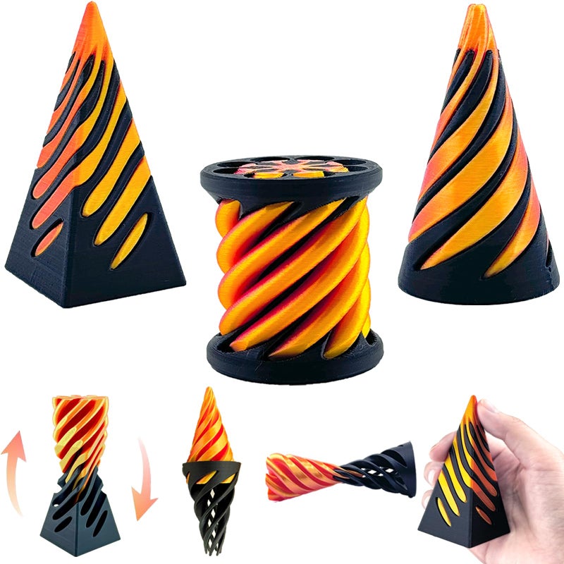 Lyzbbsoy Christmas Stocking Stuffer 3 Packs Impossible ConeSpiral Cone Fidget Toy Impossible Pyramid Passthrough Toy3D Printed Spiral Cone Fidget ToyMini Vortex Thread Illusion Desktop Deco Souvenir Gift - Image 2