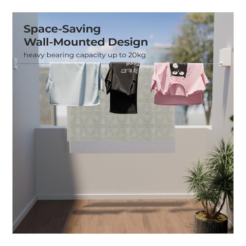 Lifelong Retractable Heavy Duty Clothesline 13.8 ft with 20kg Capacity - Single Line Adjustable Rope | Wall Mounted Laundry Dryer Rack| SS 304 Line for Indoor Outdoor Bathroom Balcony & Home Use - Image 3