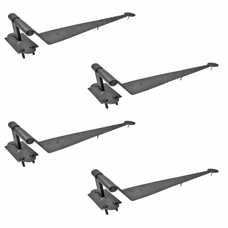 Renovators Supply Manufacturing Offset Lift Off Pintle Strap Hinge 11 34 in Black Wrought Iron 25 in Offset Pintle Strap Gate and Door Hinges with Hardware Pack of 4