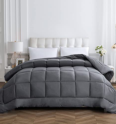 cozy night Cozynight Down Alternative Comforter-All Season Super King Comforters Duvet Insert with Corner Tabs-Breathable-Diamond Stitched Reversible Gray Comforter 120x120 inches - Image 1