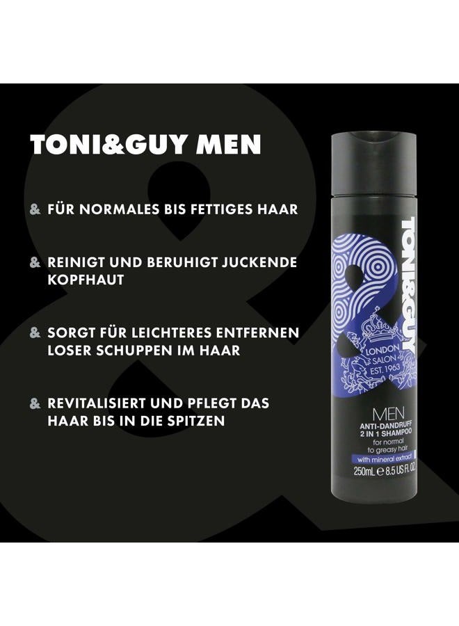 Toni & Guy Men Anti Dandruff 2 in 1 Shampoo, Cleanses Greasy Hair and Soothes Itchy Scalp, 250ml - Image 3