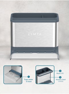 ZYMTA Kitchen Sink Caddy - 18 x 11.4 x 15.4 cm - Silver / Grey  - Image 5