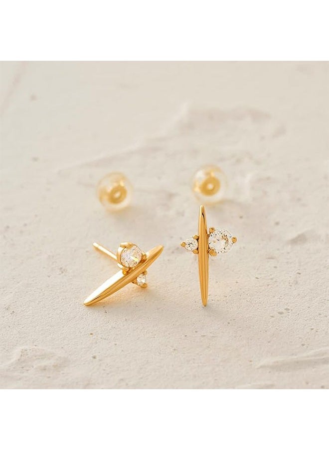 Mevecco - Women Earrings Gold Stud 14K Gold Filled Small Simple Handmade Hypoallergenic Everyday Jewelry - Image 1
