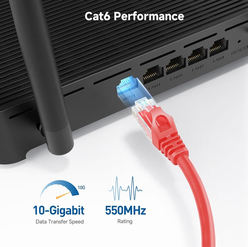 Cable Matters 10Gbps Snagless Cat 6 Ethernet Cable - 50ft, Cat 6 Cable, Cat6 Cord, Ethernet Cord, Red - Image 3