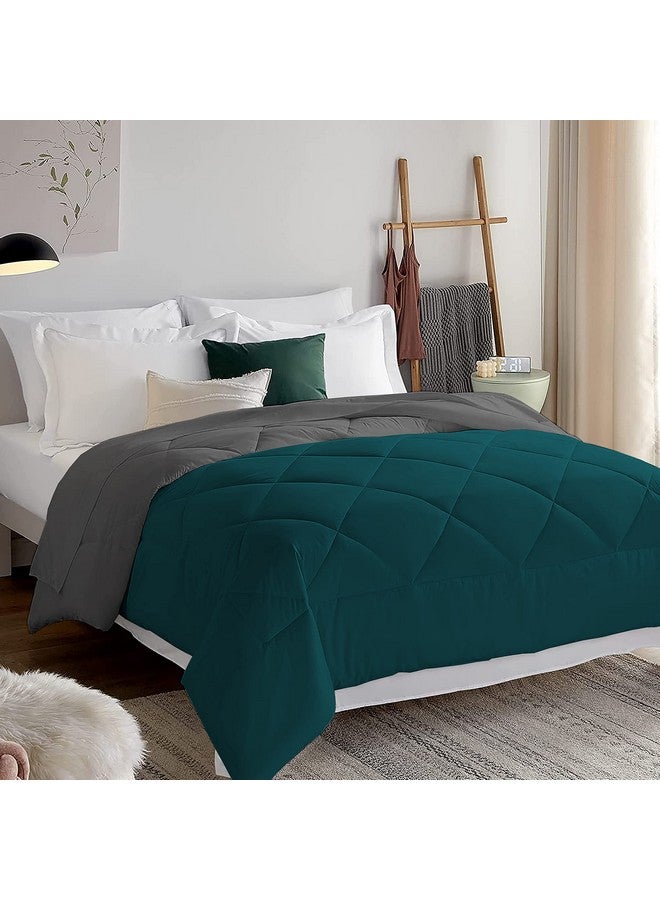 EDMUND- Microfiber Duvet 600 Gsm Heavy Winter Reversible Comforter For Single Bed Comforter (90" X 60") Inches- Winter 600 Gsm Comforter | Teal & Dark Grey, 300 TC - Image 4