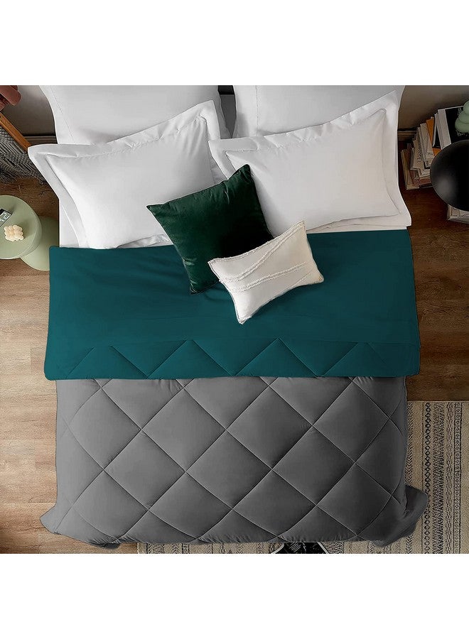 EDMUND- Microfiber Duvet 600 Gsm Heavy Winter Reversible Comforter For Single Bed Comforter (90" X 60") Inches- Winter 600 Gsm Comforter | Teal & Dark Grey, 300 TC - Image 2