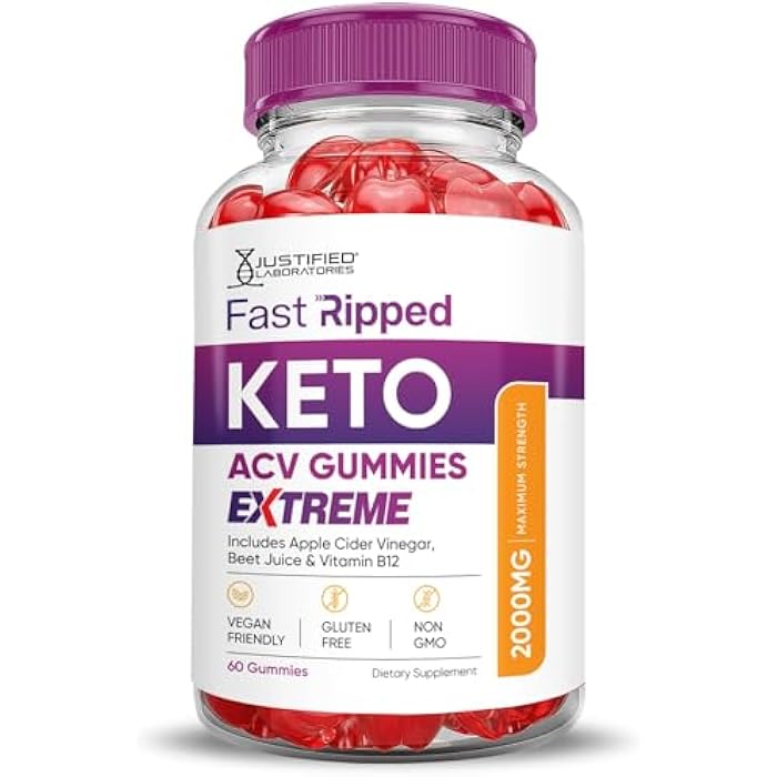 Justified Laboratories Fast Ripped Keto ACV Gummies Extreme 2000MG Fast Ripped Keto Gummies Apple Cider Vinegar Formulated with Pomegranate Beet Juice Powder B12 Vegan Non GMO 60 Gummys - Image 5