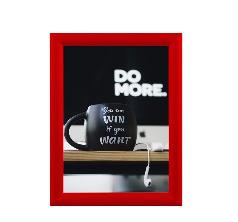 BNV Group إطار شهادة صورة ملصق بروفايل أحمر من الألمنيوم بحجم 85x11 بوصة مع تحميل أمامي وتركيب على الحائط في الوضعين العمودي والأفقي سهل التركيب غلاف PVC مضاد للتوهج خفيف الوزن