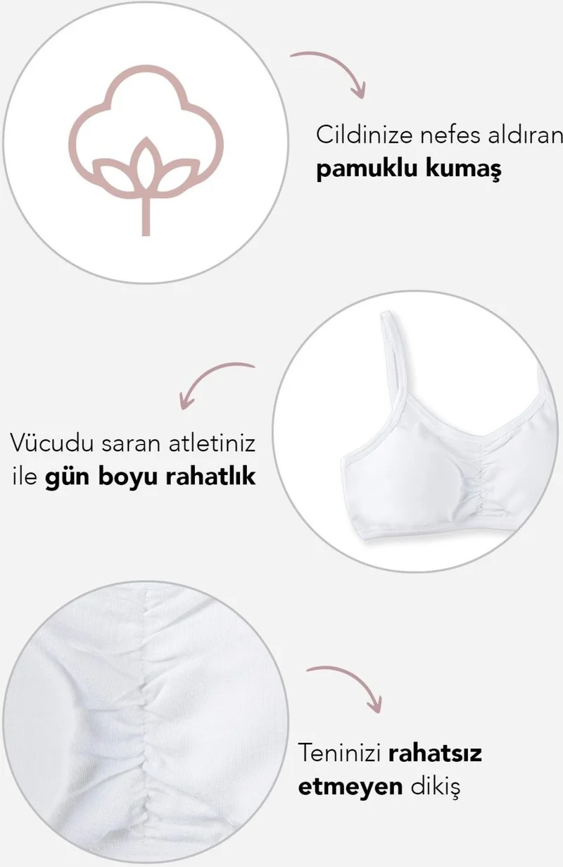 Baykar Young Girl Thin Rope Strap Padded Half Undershirt Bra 4408 White