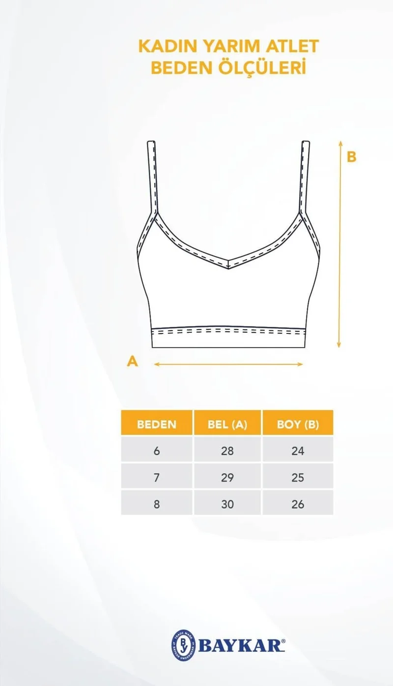 Baykar Young Girl Thin Rope Strap Padded Half Undershirt Bra 4408 White